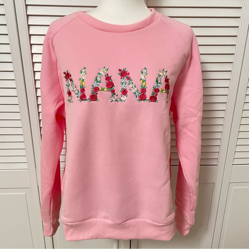 New! NANA Embroidered Pink Sweatshirt Grandma Granny Mother’s Day Grandmother